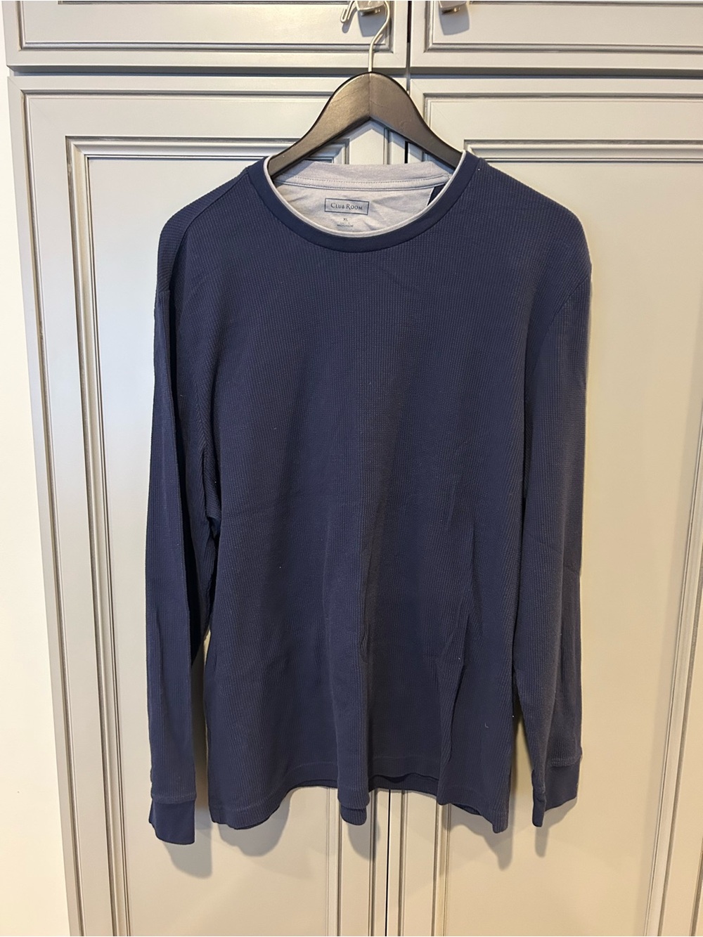 Club Room Navy Long Sleeve Thermal Crew Shirt